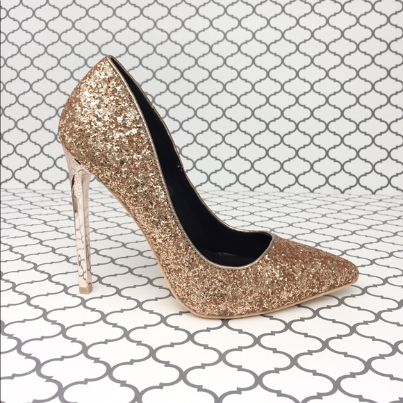 ✨HP✨💋Rose Gold Glitter Heels💋 - Picture 4 of 7